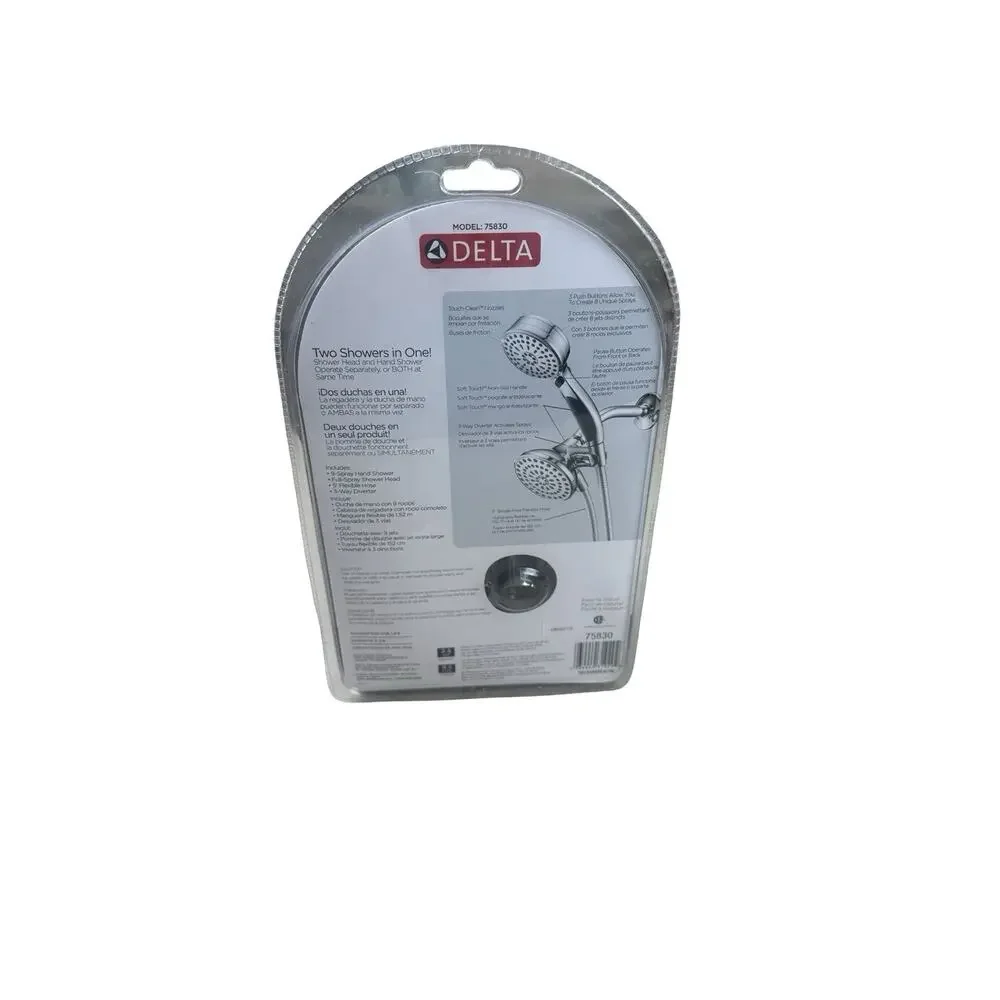 Delta 75830 ActivTouch 2-in-1 Shower Head Handheld 9 Spray Settings Chrome